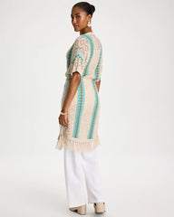 Chico's Rainbow Crochet Pointelle Vest