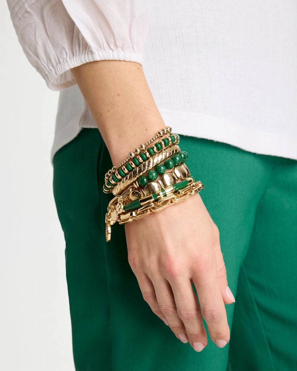 Chico's Green Enamel Hinge Bangle