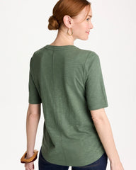 Chico's Cotton Slub V-Neck Tee