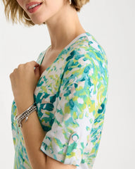 Chico's Pima Printed Elbow Sleeve Tee