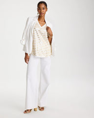 Chico's Striped Cotton Slub V-Neck Tee