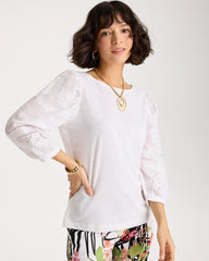 Chico's Cotton Eyelet Sleeve Tee