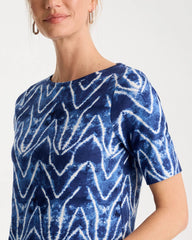Chico's Tie Dye Chevron Pima Elbow Sleeve Tee
