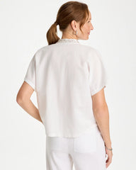 Chico's Linen Embellished Popover Top