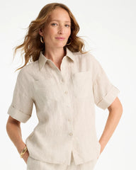 Chico's Linen Camp Collared Shirt