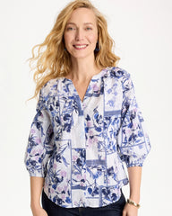 Chico's Cotton Printed Billow Sleeve Blouse