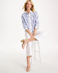 Chico's Cotton 3D Embroidered Striped Shirt