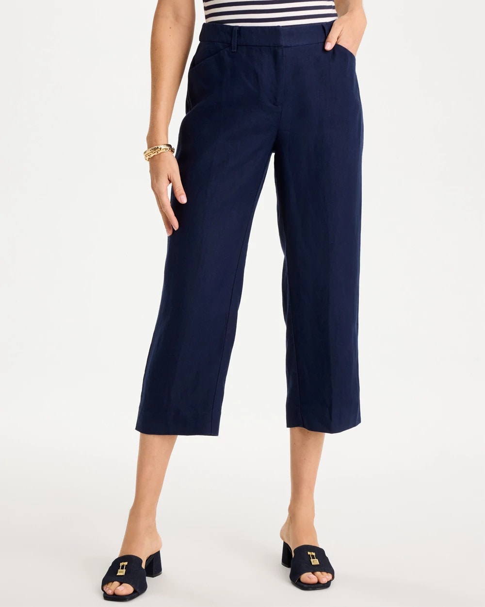 Chico's Linen Fly Front Pants