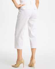 Chico's Sandstone Striped Emme Sateen Straight Capri Pants