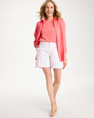 Chico's Striped Rivet Denim Trouser Shorts