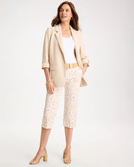 Chico's Animal Print Emme Sateen Straight Capri Pants