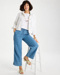 Chico's Gauze Striped Wide Crop Jean