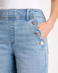 Chico's Pull-On Scallop Button Jean Shorts