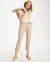 Chico's Animal Print Girlfriend Slim Cropped Jeans