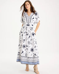 Chico's Slub Flutter-Sleeve Vacation Dress