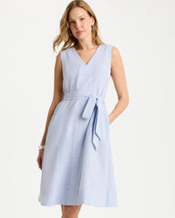 Chico's Seersucker V-Neck Sleeveless Dress
