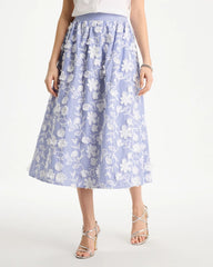 Chico's Cotton Embroidered Floral Skirt