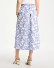 Chico's Cotton Embroidered Floral Skirt