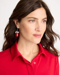 Chico's Red Resin Pearlescent Earrings