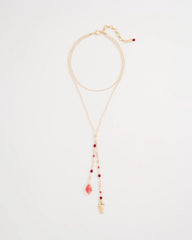 Chico's Coral Genuine Stone Y-Pendant Necklace