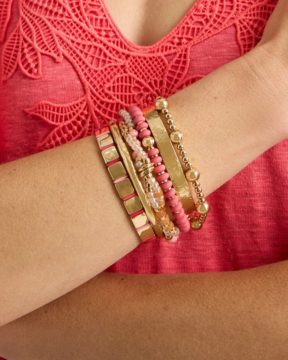 Chico's Aventurine Jade Stone Stretch Bracelet