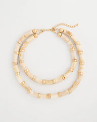 Chico's White Beaded Double-Strand Necklace