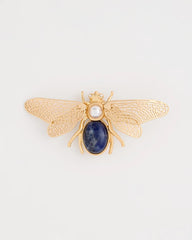 Chico's Sodalite Stone Pearl Bee Brooch