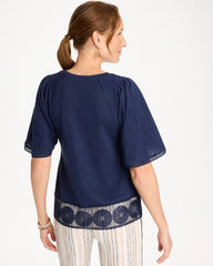 Chico's Linen Crochet Tee