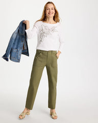 Chico's Embroidered Pima 3/4 Sleeve Tee