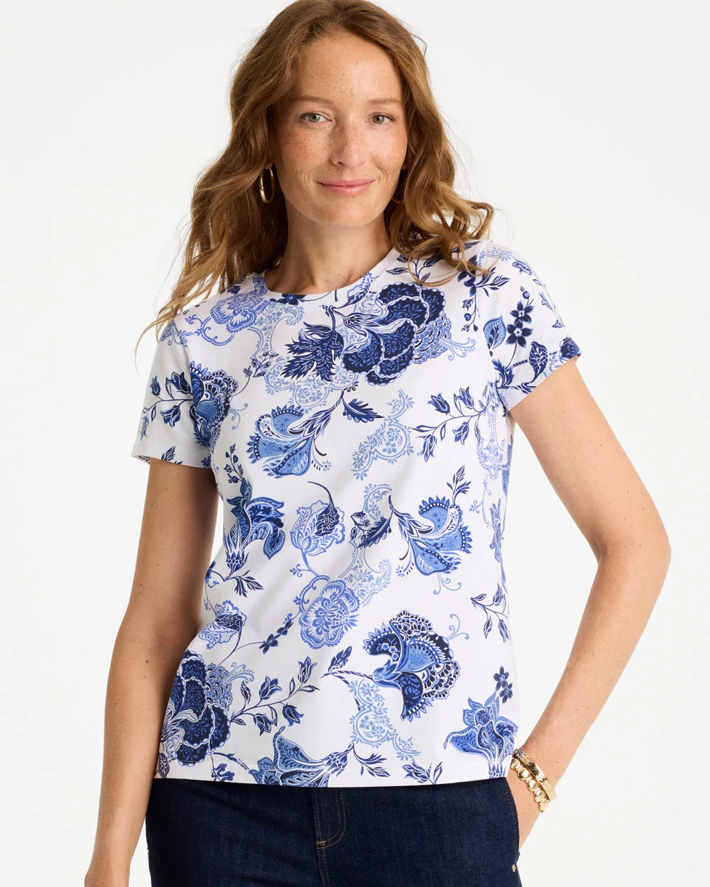 Chico's Jolene Cotton Stretch Cap Sleeve Tee