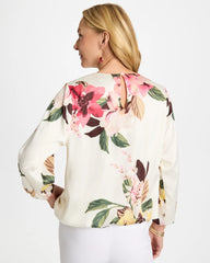 Chico's Crewneck Satin Bubble Hem Top