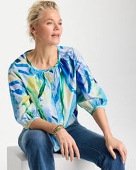 Chico's Printed Tie-Front Top