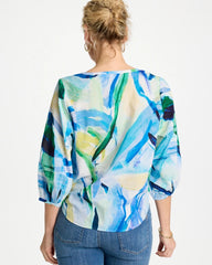 Chico's Printed Tie-Front Top