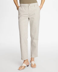 Chico's Stripe Girlfriend Straight Ankle Jeans