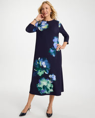 Chico's Floral 3/4 Sleeve Maxi Dress