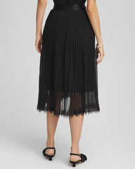 Chico's Pleated Lace Hem Midi Skirt