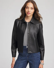 Chico's Faux Leather Zip-Front Jacket