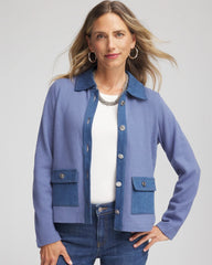 Chico's Denim Colorblock Marl Shirt Jacket