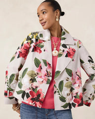 Chico's Cotton-Stretch Floral Trench Coat