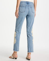 Chico's Girlfriend Slim Crochet Fray Ankle Jeans