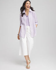 Chico's No Iron™ Plum Striped Linen Shirt
