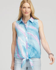 Chico's No Iron™ Linen Tie-Front Sleeveless Shirt