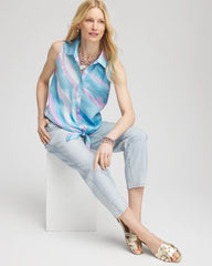 Chico's No Iron™ Linen Tie-Front Sleeveless Shirt