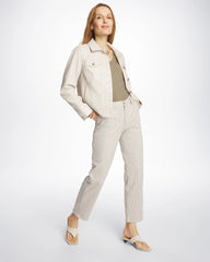 Chico's Stripe Girlfriend Straight Ankle Jeans