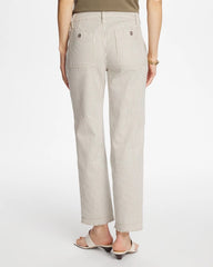 Chico's Stripe Girlfriend Straight Ankle Jeans