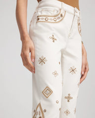 Chico's Embellished Girlfriend Slim Ankle Jeans