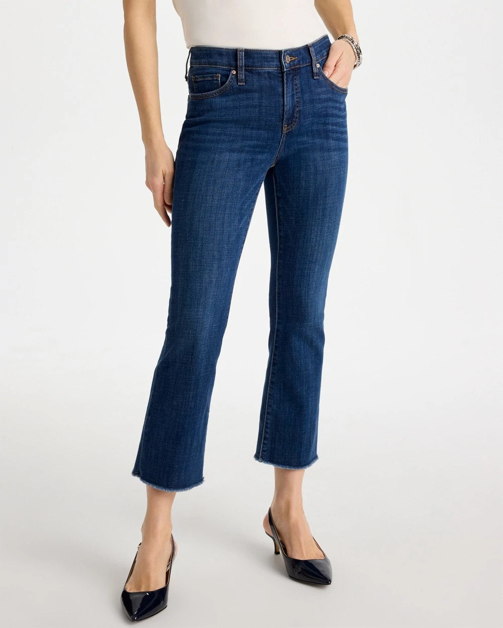 Chico's Petite Girlfriend Fray Hem Kick Flares