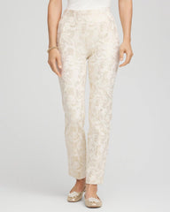 Chico's Juliet Golden Foiled Slim Ankle Pants