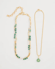 Chico's Aventurine Stone Pendant Necklace