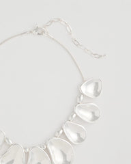 Chico's Shiny Silvertone Bib Necklace